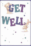 Radiating warmth and optimism, this get well card features a scene sure to elicit a smile: a sweet teddy bear and an exuberant puppy, both illustrated with meticulous detail, joyfully hoist the large, colourful 'Get Well' lettering. Their rounded shapes and soft, shaded textures seem to leap from the creamy white background, mirroring the tactile pleasure of brushing one's fingers through a freshly made bouquet at Florist Forest Gate. Indigo and teal hues give the text a gentle vibrancy, while scattered blue and purple stars glimmer like tiny beacons of hope-recalling the twinkling lights that brighten Forest Gate's evening streets near the local market. The lovable duo's expressions embody sincerity and kindness, wrapping the recipient in an emotional balm as comforting as a hand-tied bouquet delivered to a friend on Earlham Grove. Designed with evident care and empathy, this card offers not just a message, but a heartfelt gesture-making it ideal for sending comfort and encouragement to anyone on the mend within the Forest Gate community.